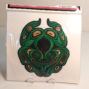 Indigenous 'Frog' Design by Gene Suyu | Iron-On 17cm Embroidered Patch - new